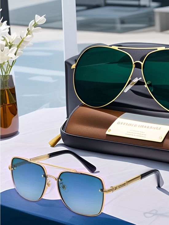 Other - Men’s Elegant and Refined Anti-UV Sunglasses with Metal Frame.